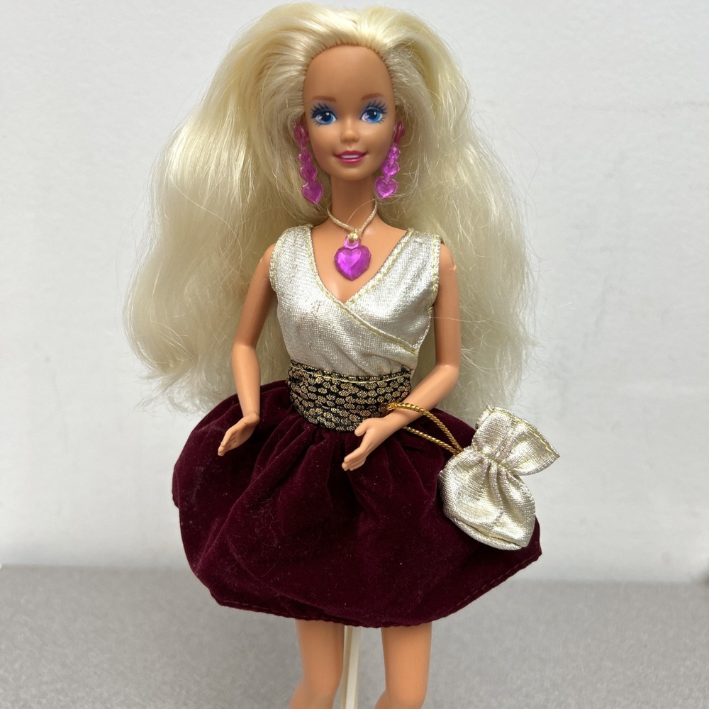 Vintage Barbie Secret Hearts Doll Necklace & Earrings, 1986, Evening Out Outfit